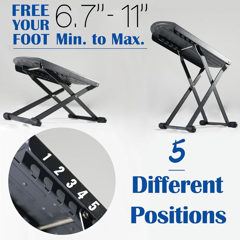 Salvori Guitar Enlarged Foot Stool with Superb Solidity & 5-Tiered Height Adjustment, Guitar Rest/Footrest/Leg Rest/Footstool/Accessories - Image 2